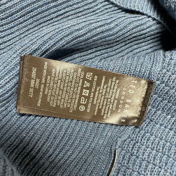 Ted Baker NWT Sett Long Sleeve Textured Crew Neck Bright Blue Men's Size 4 Large - Picture 9 of 11